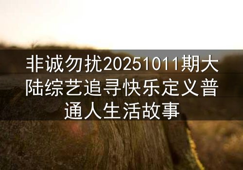 非诚勿扰20251011期大陆综艺追寻快乐定义普通人生活故事