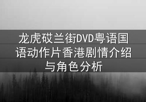 龙虎砹兰街DVD粤语国语动作片香港剧情介绍与角色分析