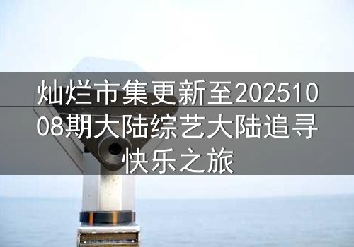 灿烂市集更新至20251008期大陆综艺大陆追寻快乐之旅