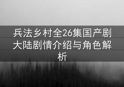 兵法乡村全26集国产剧大陆剧情介绍与角色解析