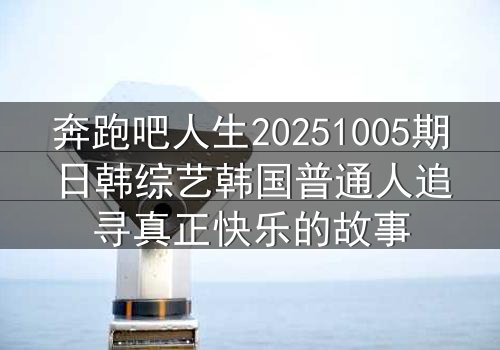 奔跑吧人生20251005期日韩综艺韩国普通人追寻真正快乐的故事