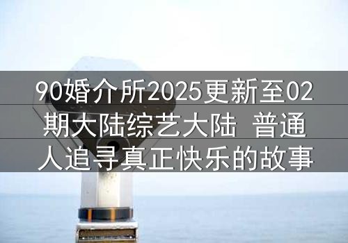 90婚介所2025更新至02期大陆综艺大陆 普通人追寻真正快乐的故事