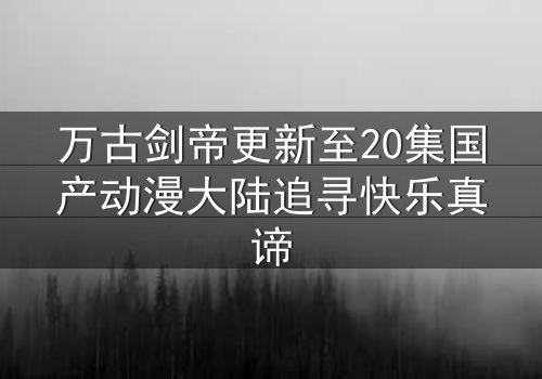 万古剑帝更新至20集国产动漫大陆追寻快乐真谛