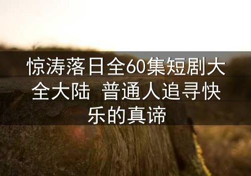 惊涛落日全60集短剧大全大陆 普通人追寻快乐的真谛