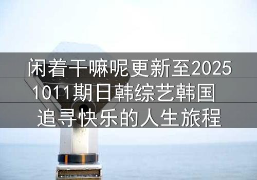 闲着干嘛呢更新至20251011期日韩综艺韩国 追寻快乐的人生旅程