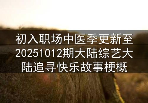 初入职场中医季更新至20251012期大陆综艺大陆追寻快乐故事梗概