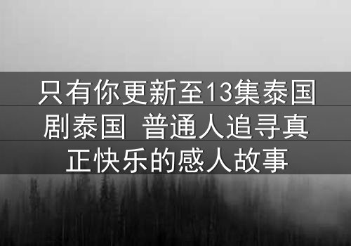 只有你更新至13集泰国剧泰国 普通人追寻真正快乐的感人故事