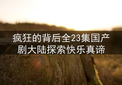 疯狂的背后全23集国产剧大陆探索快乐真谛