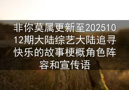 非你莫属更新至20251012期大陆综艺大陆追寻快乐的故事梗概角色阵容和宣传语