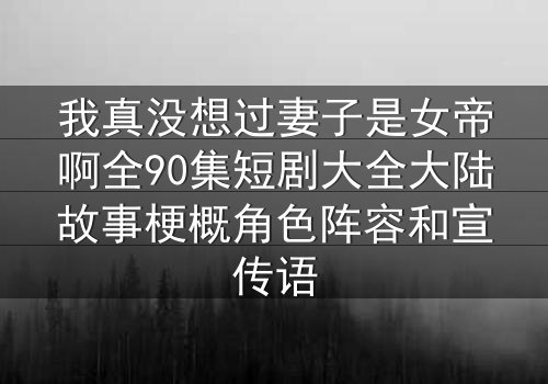 我真没想过妻子是女帝啊全90集短剧大全大陆故事梗概角色阵容和宣传语