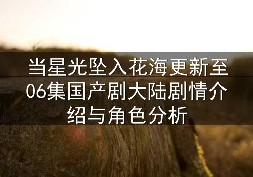 当星光坠入花海更新至06集国产剧大陆剧情介绍与角色分析