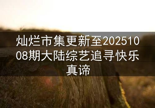 灿烂市集更新至20251008期大陆综艺追寻快乐真谛