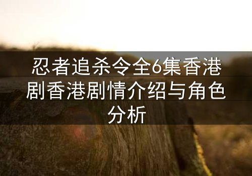 忍者追杀令全6集香港剧香港剧情介绍与角色分析