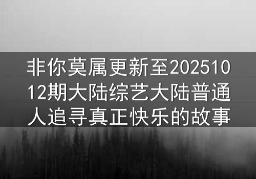 非你莫属更新至20251012期大陆综艺大陆普通人追寻真正快乐的故事