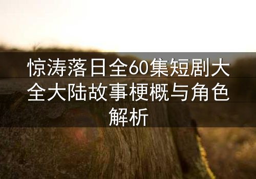 惊涛落日全60集短剧大全大陆故事梗概与角色解析