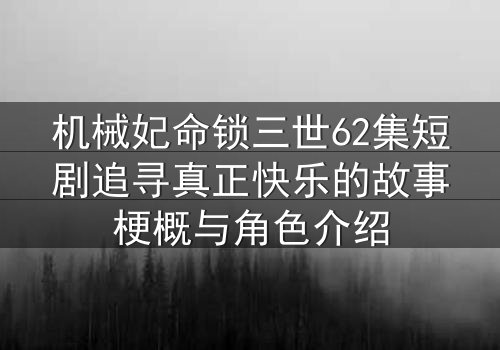 机械妃命锁三世62集短剧追寻真正快乐的故事梗概与角色介绍