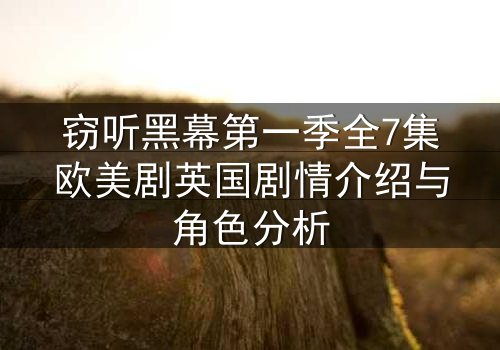 窃听黑幕第一季全7集欧美剧英国剧情介绍与角色分析