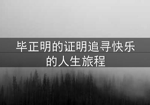 毕正明的证明追寻快乐的人生旅程