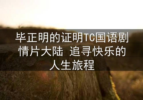 毕正明的证明TC国语剧情片大陆 追寻快乐的人生旅程