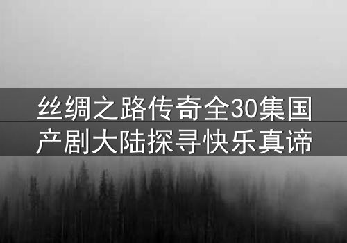 丝绸之路传奇全30集国产剧大陆探寻快乐真谛