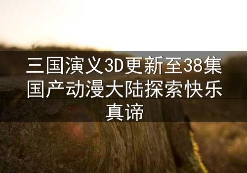 三国演义3D更新至38集国产动漫大陆探索快乐真谛