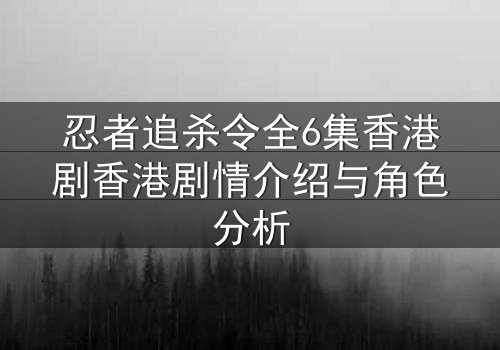 忍者追杀令全6集香港剧香港剧情介绍与角色分析