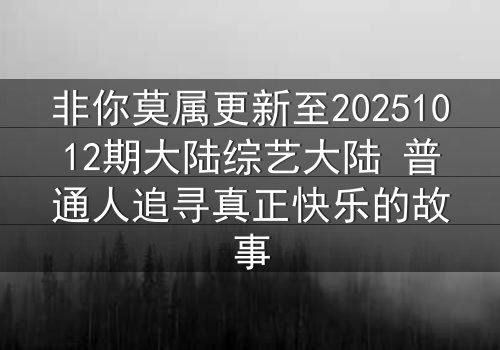 非你莫属更新至20251012期大陆综艺大陆 普通人追寻真正快乐的故事