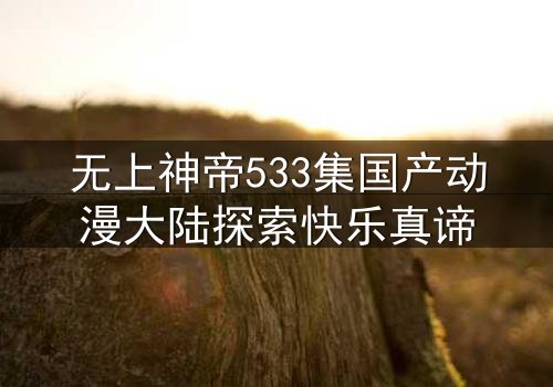 无上神帝533集国产动漫大陆探索快乐真谛