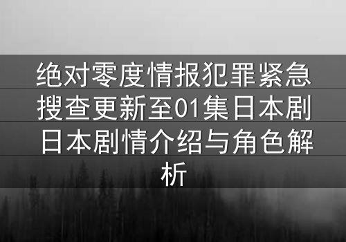 绝对零度情报犯罪紧急搜查更新至01集日本剧日本剧情介绍与角色解析
