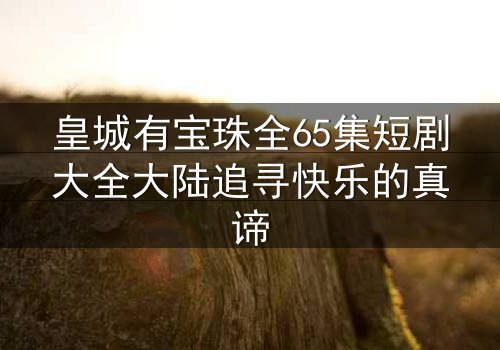 皇城有宝珠全65集短剧大全大陆追寻快乐的真谛