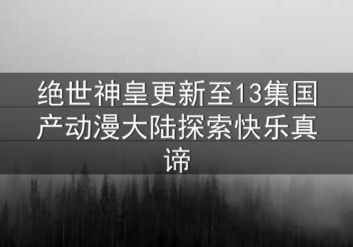 绝世神皇更新至13集国产动漫大陆探索快乐真谛