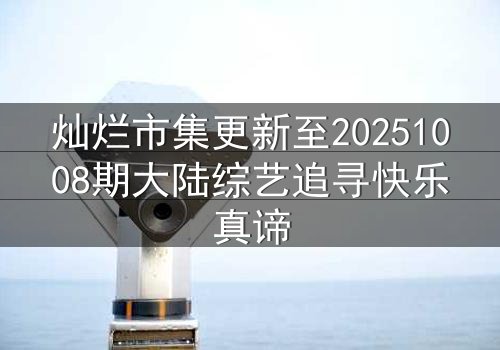 灿烂市集更新至20251008期大陆综艺追寻快乐真谛