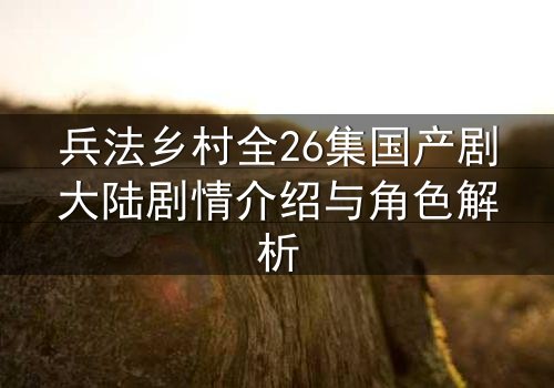 兵法乡村全26集国产剧大陆剧情介绍与角色解析