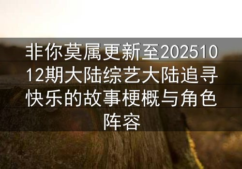 非你莫属更新至20251012期大陆综艺大陆追寻快乐的故事梗概与角色阵容