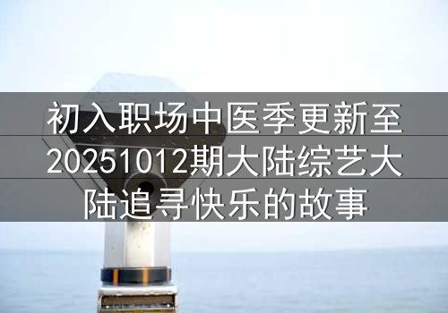 初入职场中医季更新至20251012期大陆综艺大陆追寻快乐的故事