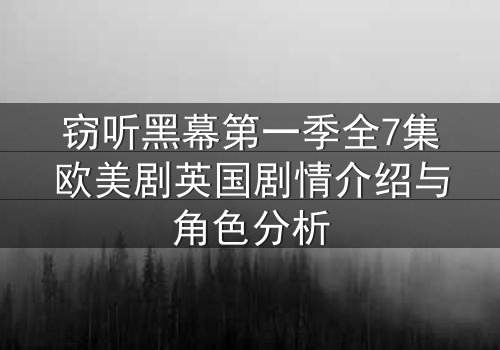 窃听黑幕第一季全7集欧美剧英国剧情介绍与角色分析