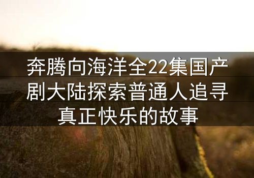 奔腾向海洋全22集国产剧大陆探索普通人追寻真正快乐的故事