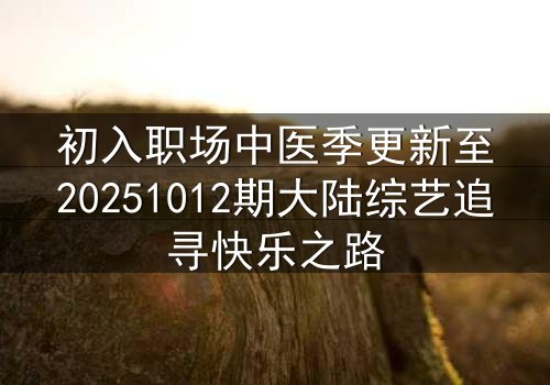 初入职场中医季更新至20251012期大陆综艺追寻快乐之路