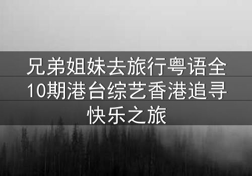 兄弟姐妹去旅行粤语全10期港台综艺香港追寻快乐之旅