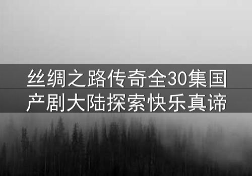 丝绸之路传奇全30集国产剧大陆探索快乐真谛