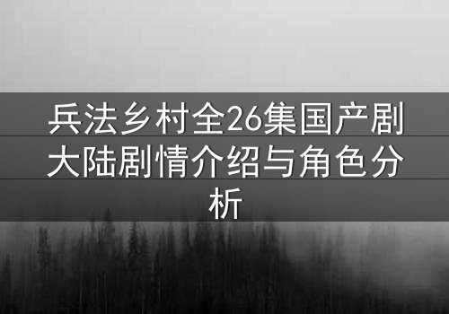 兵法乡村全26集国产剧大陆剧情介绍与角色分析