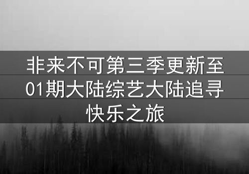 非来不可第三季更新至01期大陆综艺大陆追寻快乐之旅