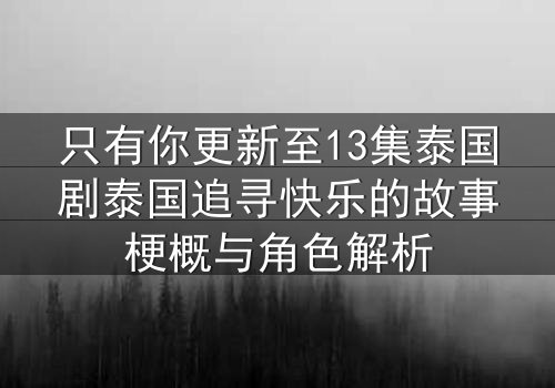 只有你更新至13集泰国剧泰国追寻快乐的故事梗概与角色解析