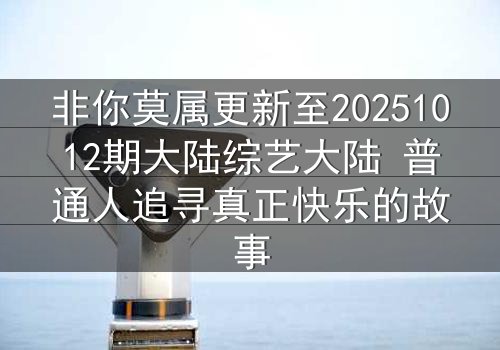 非你莫属更新至20251012期大陆综艺大陆 普通人追寻真正快乐的故事