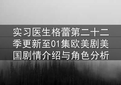 实习医生格蕾第二十二季更新至01集欧美剧美国剧情介绍与角色分析