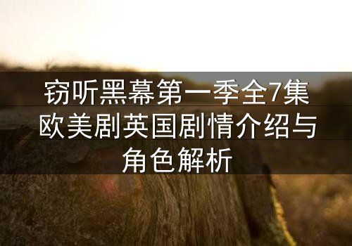 窃听黑幕第一季全7集欧美剧英国剧情介绍与角色解析