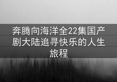 奔腾向海洋全22集国产剧大陆追寻快乐的人生旅程