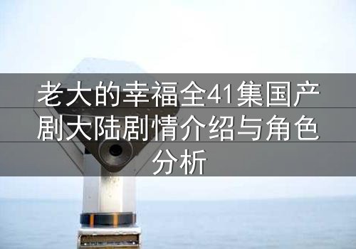 老大的幸福全41集国产剧大陆剧情介绍与角色分析