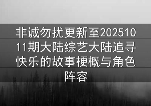 非诚勿扰更新至20251011期大陆综艺大陆追寻快乐的故事梗概与角色阵容
