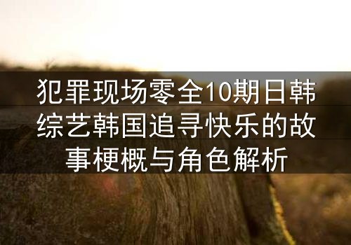 犯罪现场零全10期日韩综艺韩国追寻快乐的故事梗概与角色解析